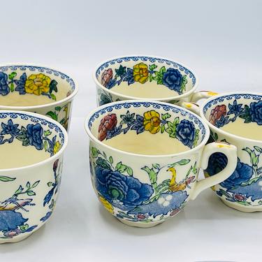 Vintage Set of (5)  TEA CUPS from England. Made by Mason’s Ironstone, Regency Plantation Colonial- Great condition 