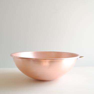 Vintage Large Copper Bowl, 14.5&quot; Kitchen Bowl, Mixing Bowl with Brass Hook for Hanging, Big Copper Bowl, Serving Bowl 