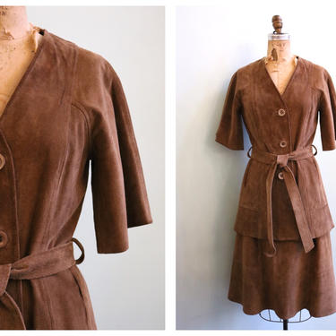 Vintage 1970's Suede Skirt and Jacket | Size Small 