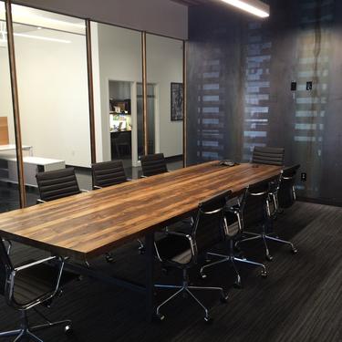 Wood Dining Table or conference table with Brooklyn steel base and 2.5