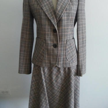 70's Wool Plaid Skirt Suit 