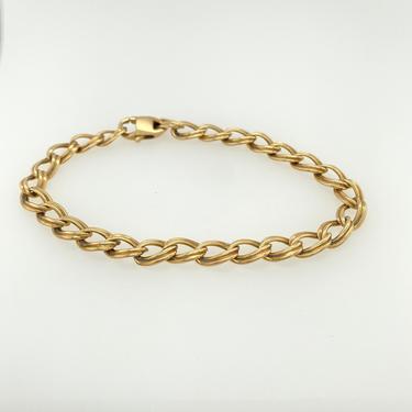 Classic 14k Yellow Gold Link Fancy Curb Chain Bracelet Lobster Clasp Hallmarked Italy 