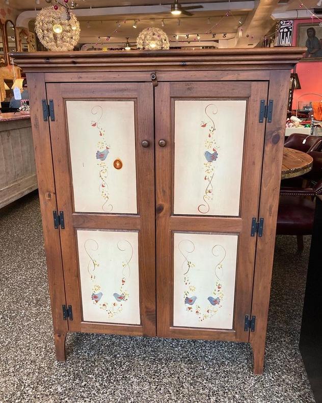 Painted jelly hutch. 38.5” x 13” x 51.25”