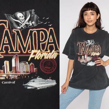 Tampa Florida T Shirt 90s Graphic Tee Shirt Pirate Flag Carnival Cruise Shirt Vintage 90s T Shirt Extra Large xl 