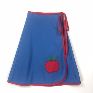 70s 80s Apple Wrap Skirt | Teacher | Appliqué 