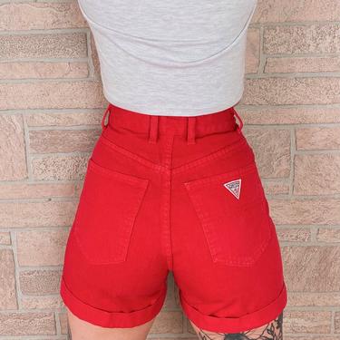 Guess Jeans Red High Waisted Cuff Shorts / Size 24 
