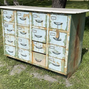 Industrial 16 Drawer Console/Island