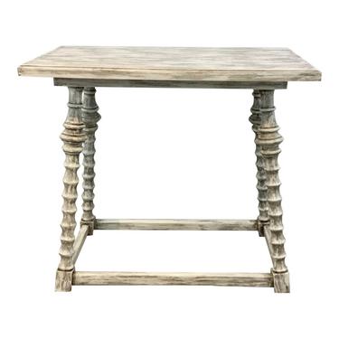 Modern Distressed White Wash Painted Wood End Table