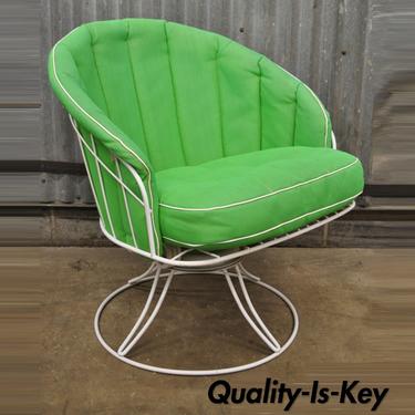 Vintage Homecrest Siesta Green Vinyl Wrought Iron Wire Swivel Rocker Chair