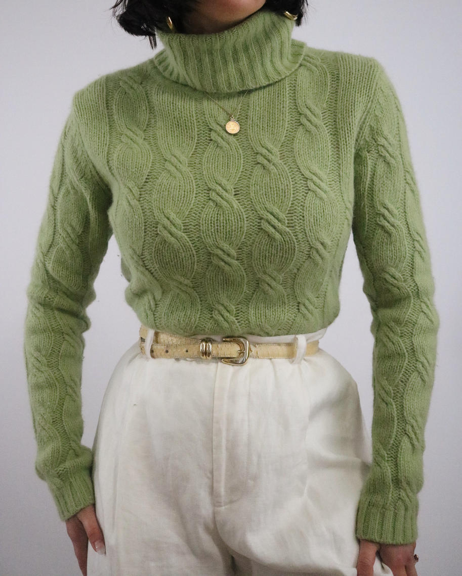 2012 Vintage black lambswool and angora blend turtleneck sweater  M