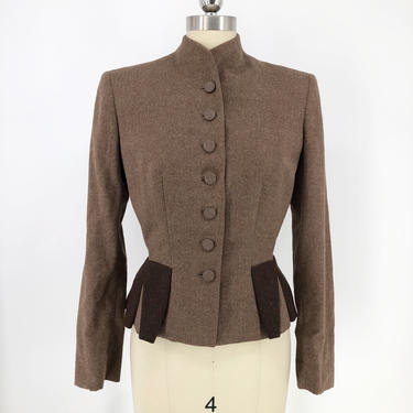 40s IRENE Lentz cocoa wool WWII era tailored blazer vintage 1940s jacket 