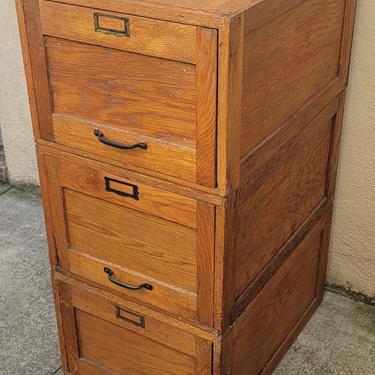 Vintage Wood Stacking File Drawers Cabinet in a Medium Brown Stain - a Trio
