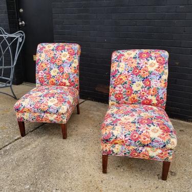 Pair of floral Slipper chairs