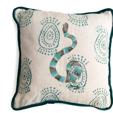 Embroidered Striped Snake Pillow