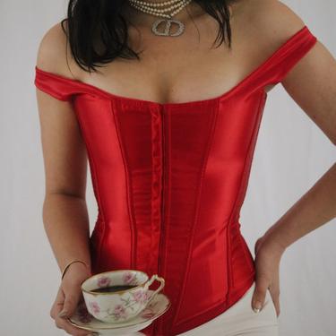 Vintage Frederick’s of Hollywood Red Satin Corset - Small 
