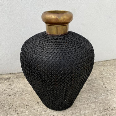 Large Brass & Chain Mail Vase