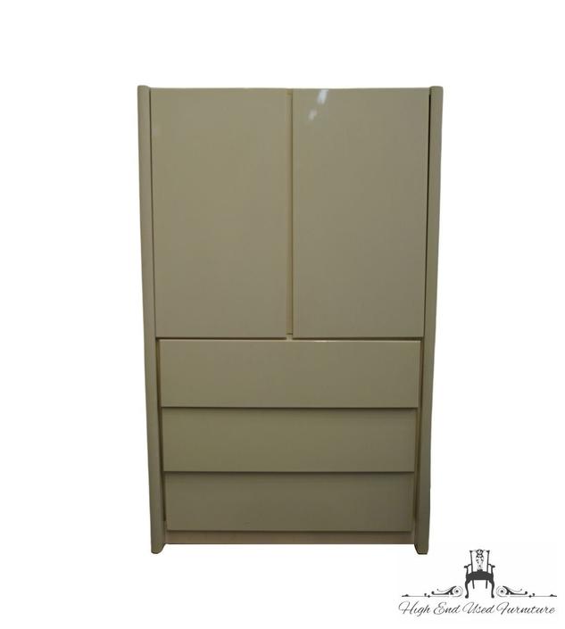LANE FURNITURE White Lacquered Contemporary Modern 38" Armoire / Door Chest 