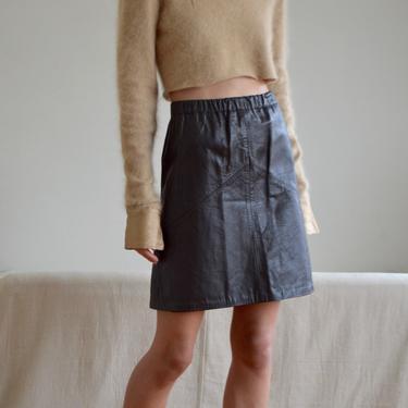 brown leather pullon mini skirt / 31w 