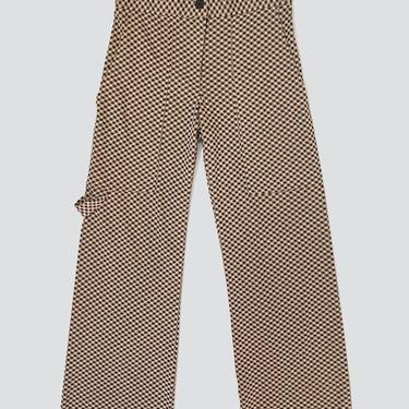 Brown Plaid Knit Simple Pant