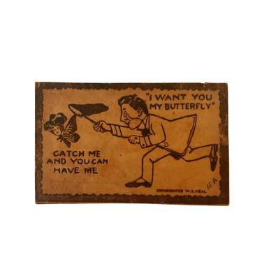 I Want You My Butterfy Valentine Leather Postcard 