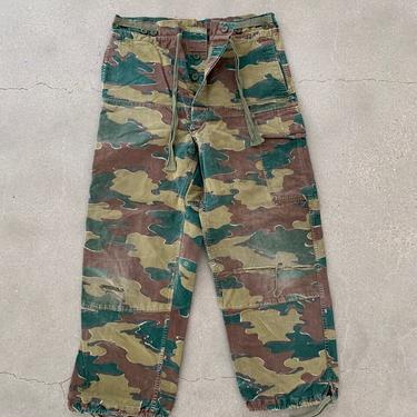 Vintage 30-35 Waist x 28 Inseam Belgian Camo Military Pant Trousers | 60s Jigsaw Hunting Utility Pants | 