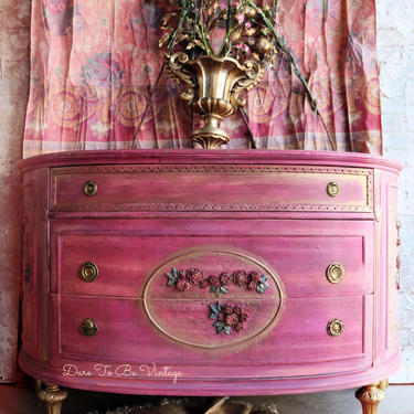 HOLD Painted Floral Sideboard Dresser - Floral Dresser - Hand Painted Buffet Table - French Country - Entryway Table - Dressing Table 