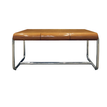 Pace Large Desk in Lacquered Rosewood and Chrome 1970s