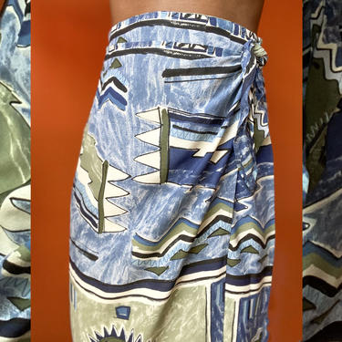 Vintage 90s Abstract Print Wrap Skirt by Nellovintage