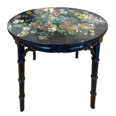 Piero Fornasetti Side Table with Flower Motif, Italy,1960s