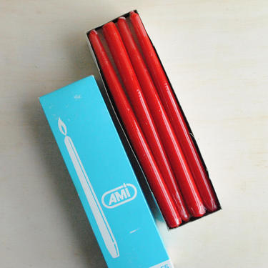 Vintage Taper Candle Set of 11 Red Candles, 12&amp;quot; Red Taper Candles, Original Packaging New Old Stock Red Candles, Ami Brand Taper Candles 