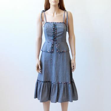 70s prairie dress / cottage core dress / boho dress / xs small 