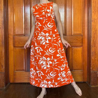 vintage waterfall dress 1960s Back Cotton Abstract Summer Maxi Rhapsody Glazier The straight skirt features a waterfall style effect 70s floral Hawaiian waterfall back