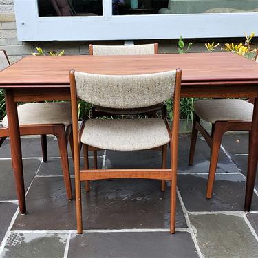 Mid Century Modern Danish Teak Dining Table and Chairs by D-Scan 