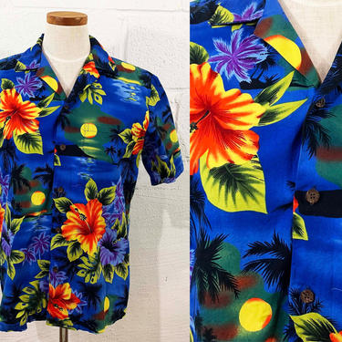 Vintage Hawaiian Shirt RJC Button Up Hawaii Souvenir Summer Short Sleeve Resortware Cruise Vacation Beach Cabanaware Large Medium Aloha 