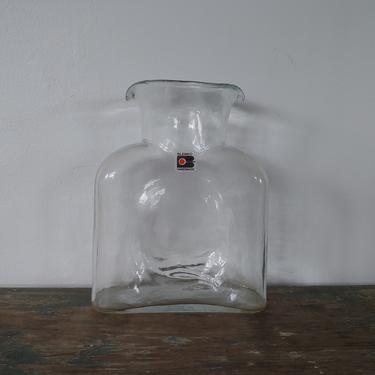 Vintage Blenko Clear Art Glass Double Spout Carafe Pitcher Vase 