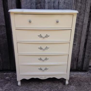 Sweet, petite, chest of drawers, circa 1960. 32w x 17d x 42h $165
