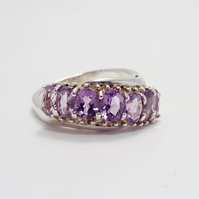 Vintage Estate Amethyst Solitaire Filigree Ring In 925 Solid Sterling Silver             576