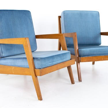 Paul Laszlo Style Mid Century Blonde Lounge Chairs - A Pair - mcm 