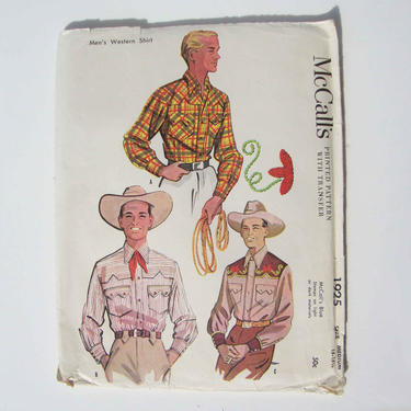 Vintage 50s McCall’s 1925 Mens Western Shirts Sz Medium 
