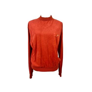 60's Crew Neck Burnt Orange Sweater/Vintage Lightweight Ribbed Crew Neck Long Sleeve Sweater/Vintage Pullover Sweatshirt/Vintage Sweater 