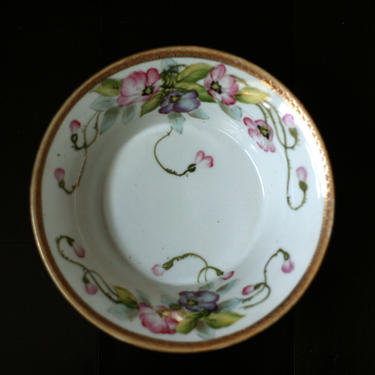 vintage Nippon hand painted bowl with flowers and gold trim 