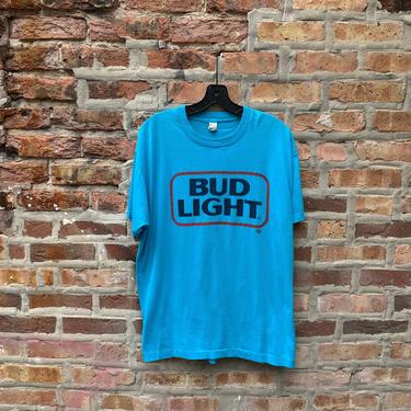 Vintage 80s BUD Light US Triathlon Series Promotional T-Shirt Size XL Screen Stars soft thin Budweiser Busch beer tee 