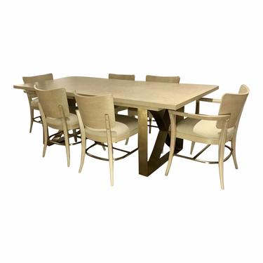 Modern Beige and Brass Finished Dining Set