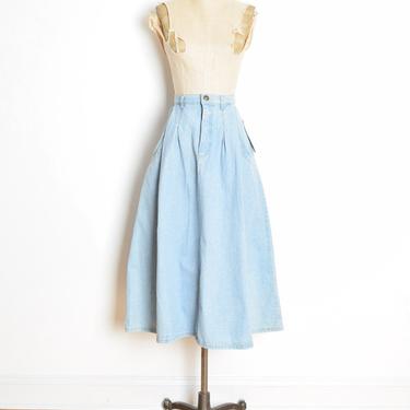 vintage 90s denim midi skirt full high waisted blue jean normcore grunge M L clothing 