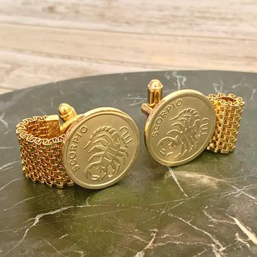 Vintage Cuff Links, Scorpio, Astrology, Zodiac Sign, Signed, 60s 70s 