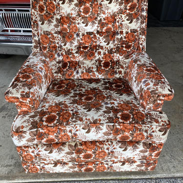 Vintage Mid Century Rocking Sofa Chair Velour Floral 