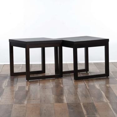 Pair Of Contemporary Black Open Frame End Tables 