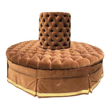 French Silk-Velvet Tufted Circular Sofa..