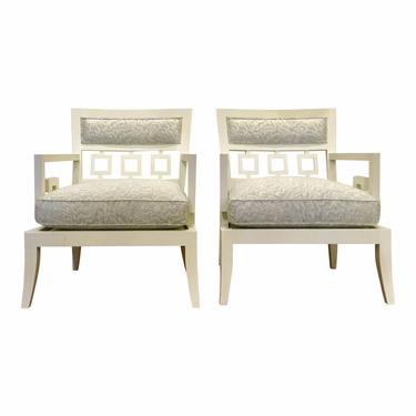 Currey and Co. Modern Phoebe Arm Chairs Pair