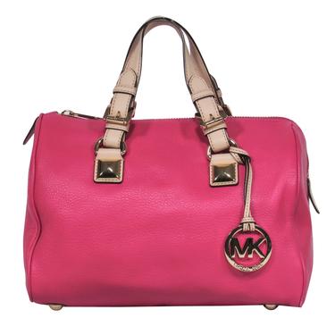 Michael Kors - Hot Pink Pebbled Leather Carryall w/ Tan Handles